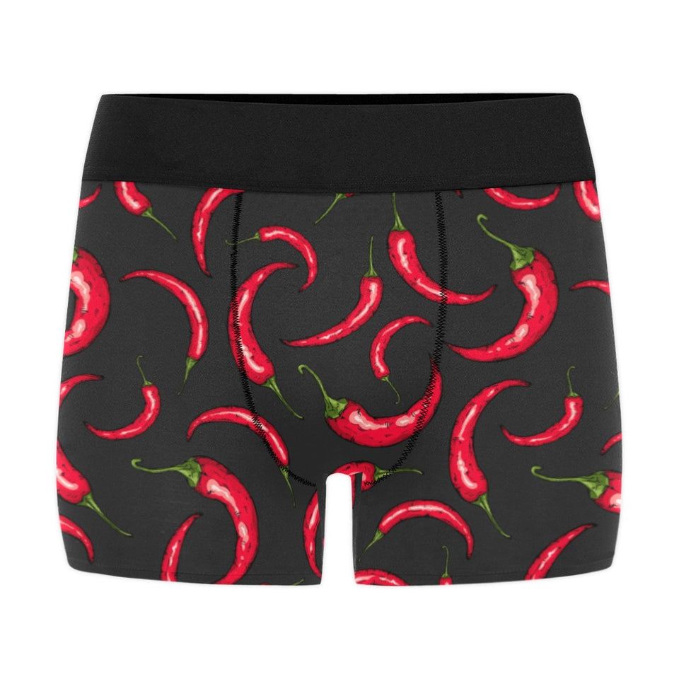 Chili peppers pattern black background Men's All Over Print Boxer Briefs Men's Underwear
