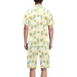 Seahorse shell starfish pattern background Men's V-Neck Short Pajama Set