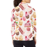 Cake cupcake sweets pattern Women's Long Sleeve Polo Shirt