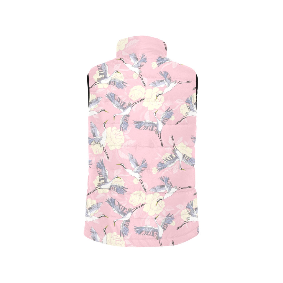 Japanese crane rose pattern Men's Padded Vest