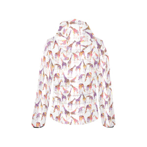 Giraffe Pattern Print Design 02 Women's Padded Hooded Jacket