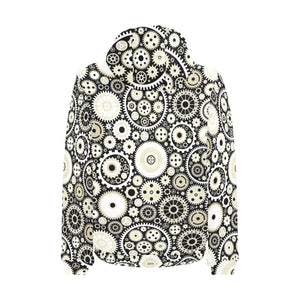 Gear Pattern Print Design 02 Men's Padded Hooded Jacket