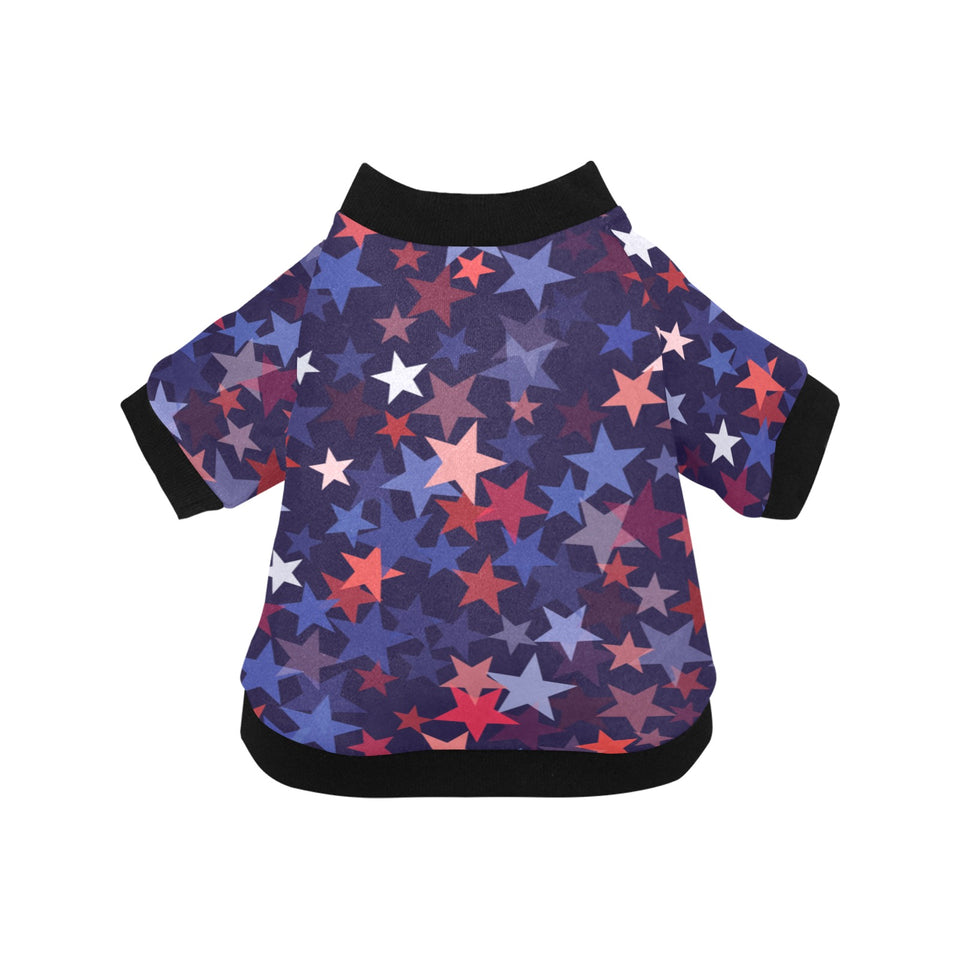 Red blue star pattern All Over Print Pet Dog Round Neck Fuzzy Shirt