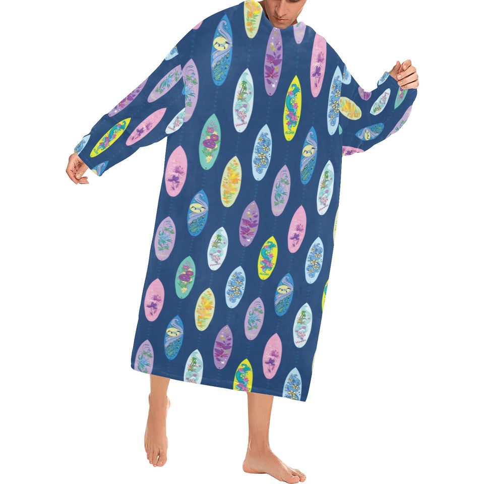 Surfboard Pattern Print Design 03 Blanket Robe with Sleeves