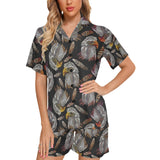 Eagle Pattern Print Design 05 Women's V-Neck Short Pajama Set