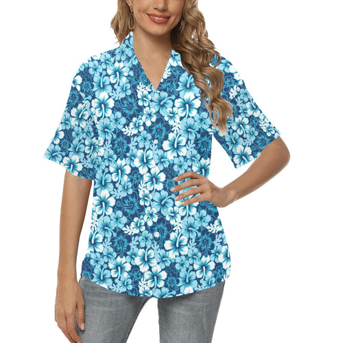 Hibiscus Pattern Print Design 03 Women's All Over Print Hawaiian Shirt