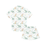 Cute Rhino pattern Kids' Boys' Girls' V-Neck Short Pajama Set