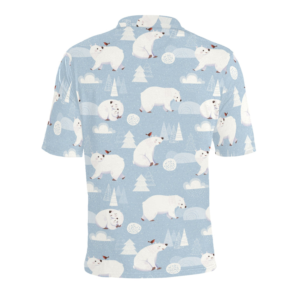 Cute polar bears Christmas decoration pattern Men's All Over Print Polo Shirt