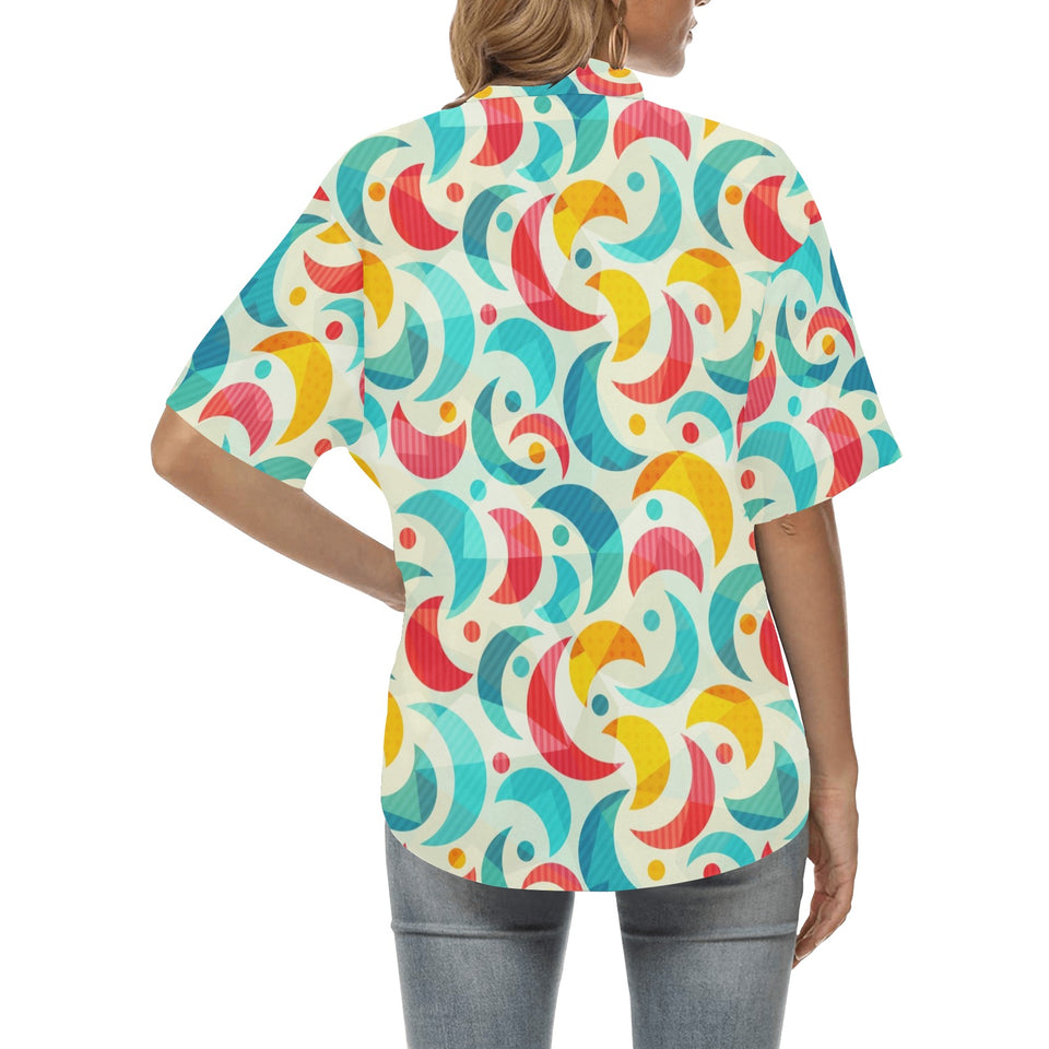 Colorful moon pattern Women's All Over Print Hawaiian Shirt