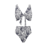 Guava tropical hand drawn pattern Chest Bowknot High Waisted Bikini Swimsuit