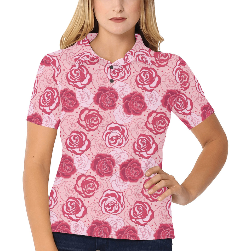 Rose Pattern Print Design 02 Women's All Over Print Polo Shirt