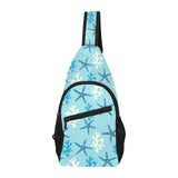Blue starfish coral reef pattern All Over Print Chest Bag