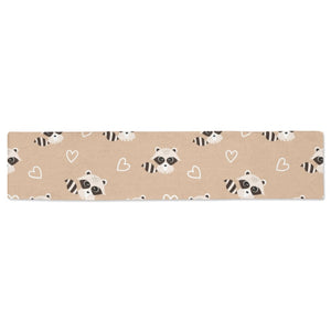 Cute raccoon heart pattern Table Runner