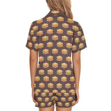 Sandwich Pattern Print Design 04 Women's V-Neck Short Pajama Set