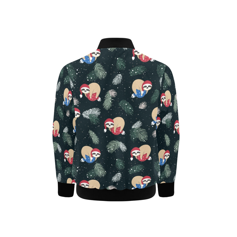 Cute sloths sleeping christmas ball santa hat patt Kids' Boys' Girls' Bomber Jacket