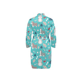 Christmas cute siberian husky puppie pattern Men's Long Sleeve Belted Night Robe