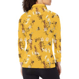 Bee flower pattern Women's Long Sleeve Polo Shirt