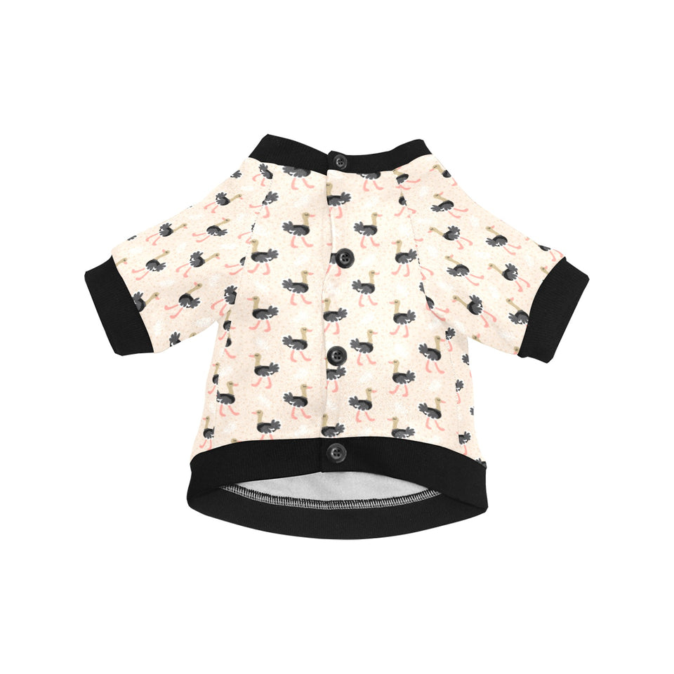 Ostrich Pattern Print Design 05 All Over Print Pet Dog Round Neck Fuzzy Shirt