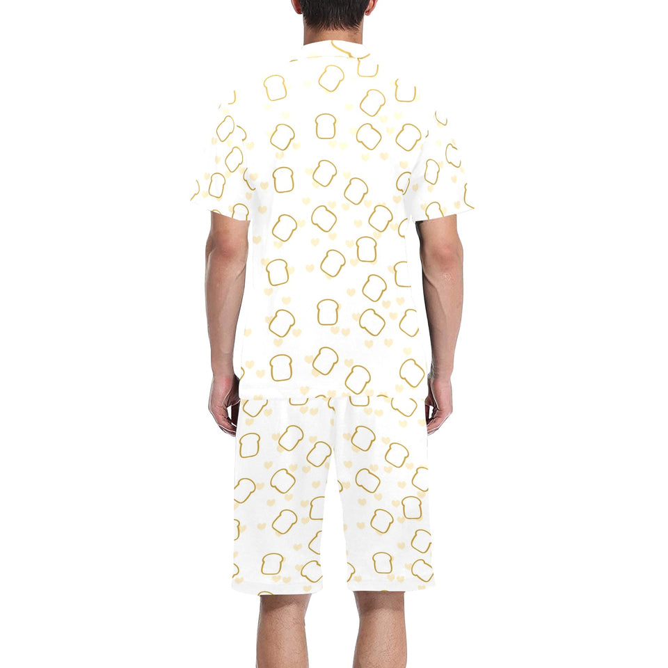 Bread Toast Pattern Print Design 01 Men's V-Neck Short Pajama Set