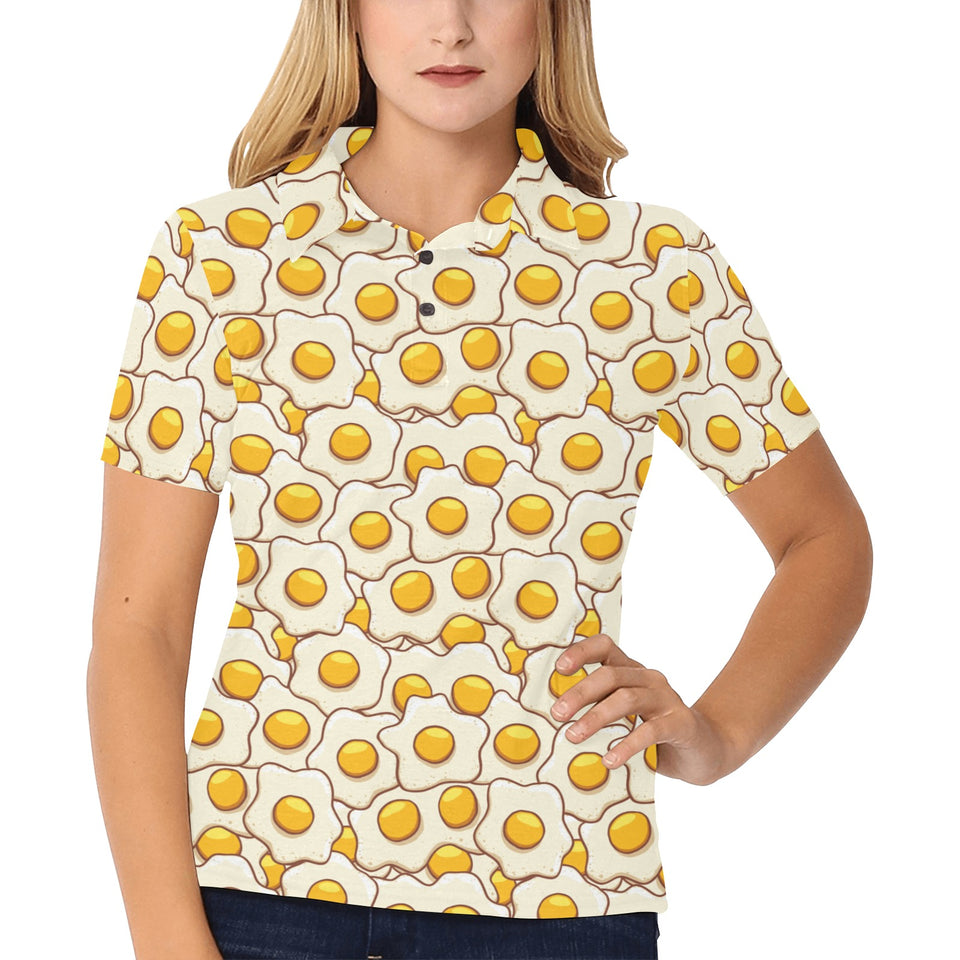 Fried Eggs Pattern Print Design 02 Women's All Over Print Polo Shirt
