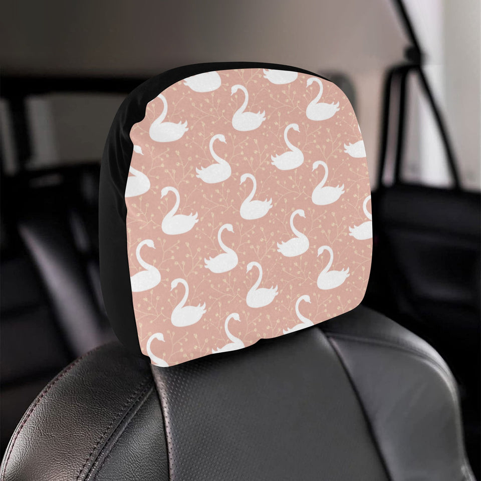 Swan flower light pink background Car Headrest Cover