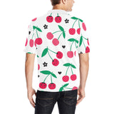 cherry pattern white background Men's All Over Print Polo Shirt