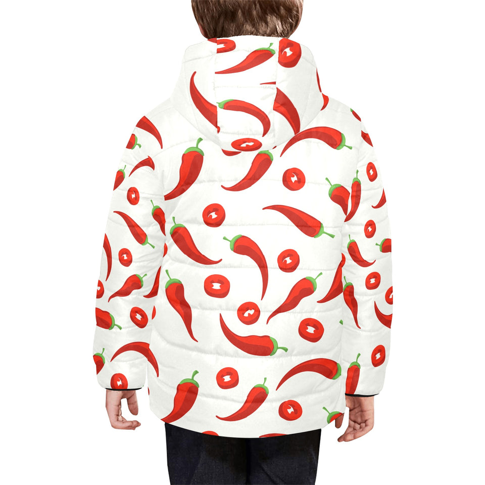 Chili pattern Kids' Boys' Girls' Padded Hooded Jacket