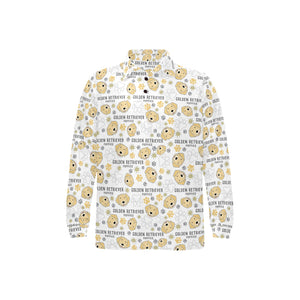 Golden Retriever Pattern Print Design 04 Men's Long Sleeve Polo Shirt