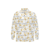 Golden Retriever Pattern Print Design 04 Men's Long Sleeve Polo Shirt
