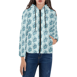 Swordfish Pattern Print Design 05 Women's Padded Hooded Jacket