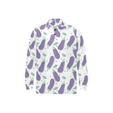 Eggplant Pattern Print Design 05 Men's Long Sleeve Polo Shirt