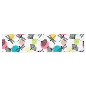 Dragonflies ginkgo leaves pattern Table Runner