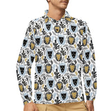 Lion Pattern Print Design 05 Men's Long Sleeve Polo Shirt
