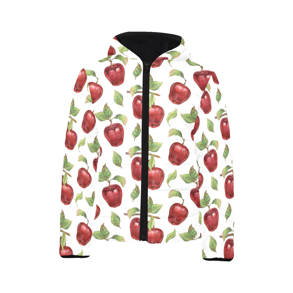 Red apples pattern Kids' Boys' Girls' Padded Hooded Jacket