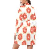 Grapefruit pattern Women's Long Sleeve Belted Night Robe