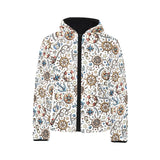 Cute nautical steering wheel anchor pattern Kids' Boys' Girls' Padded Hooded Jacket