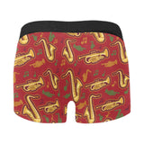 Saxophone cornet pattern red background Men's All Over Print Boxer Briefs Men's Underwear