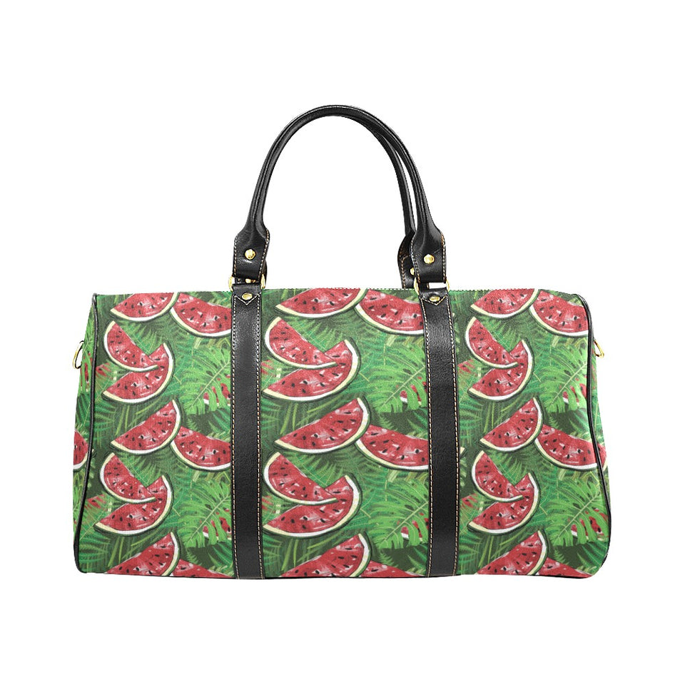 Watermelons tropical palm leaves pattern backgroun Travel Bag