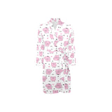Pig Pattern Print Design 03 Men's Long Sleeve Belted Night Robe