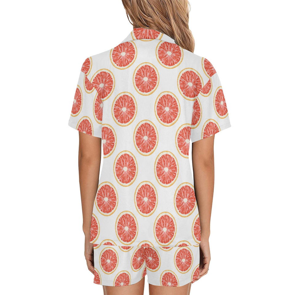 Grapefruit pattern Women's V-Neck Short Pajama Set