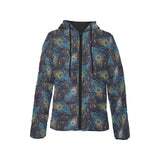 Beautiful peacock feather pattern Women's Padded Hooded Jacket