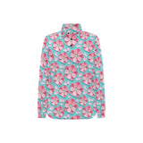 3D sakura cherry blossom pattern Women's Long Sleeve Polo Shirt