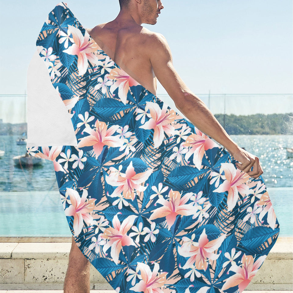 Hibiscus Pattern Print Design 02 Beach Towel