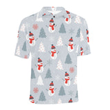 Snowman christmas tree snow gray background Men's All Over Print Polo Shirt