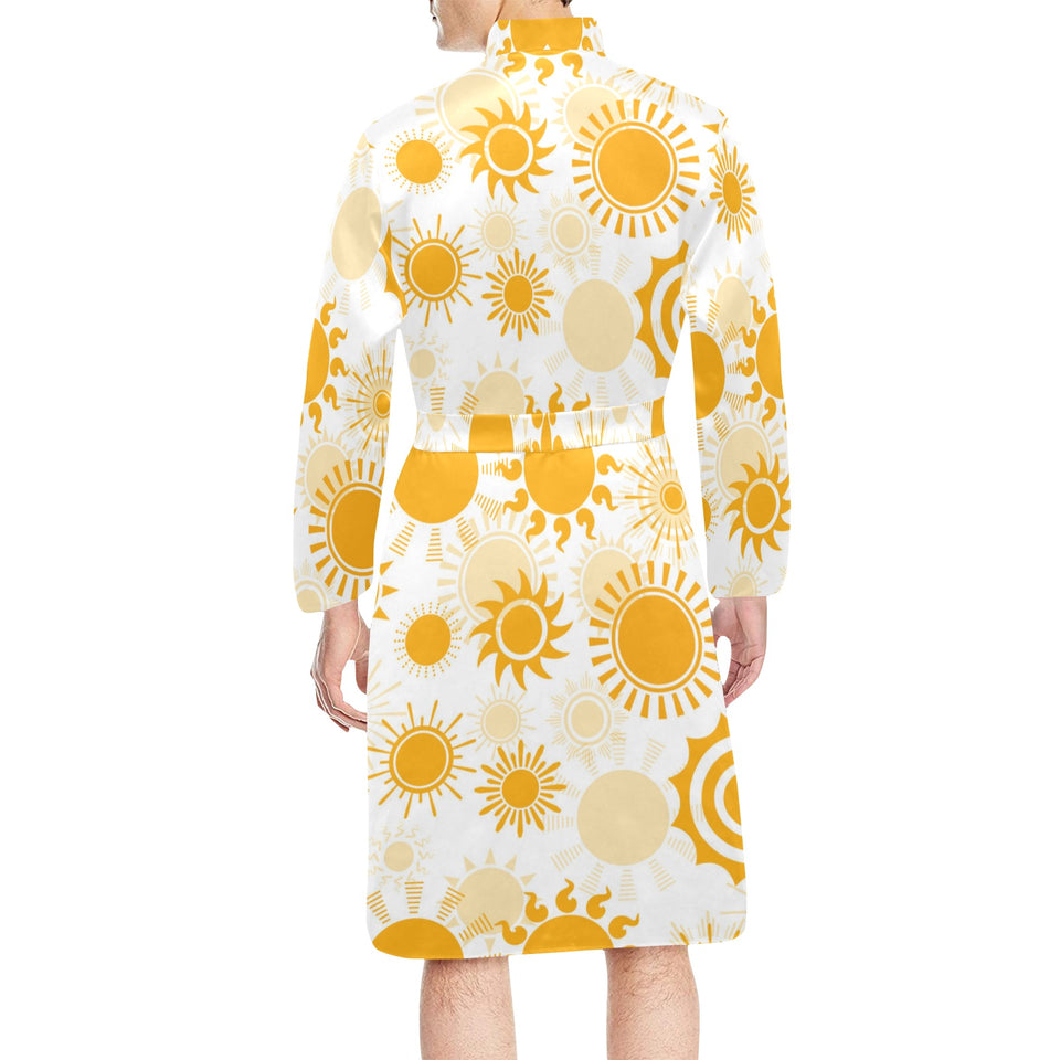 Sun design pattern Men's Long Sleeve Belted Night Robe