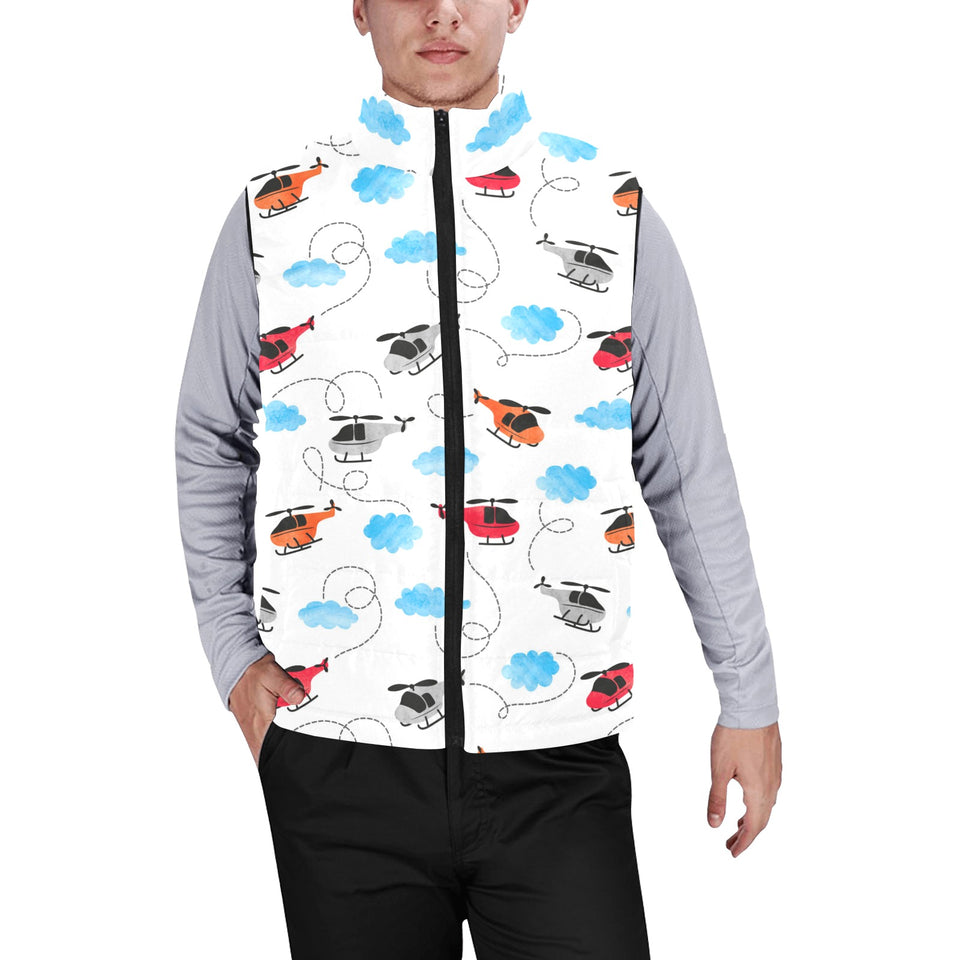 Watercolor helicopter cloud pattern Men's Padded Vest