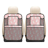 Cute white rabbit flower pink background Car Seat Back Organizer