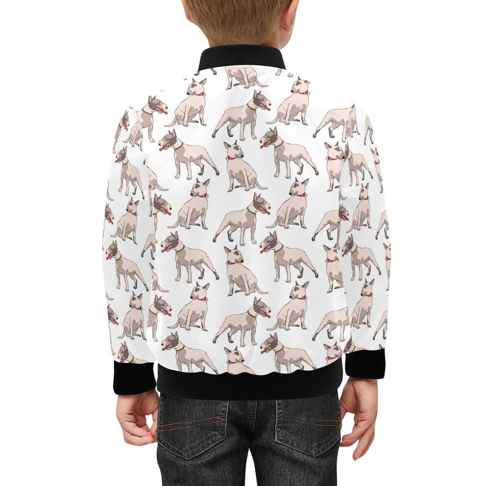 Bull Terrier Pattern Print Design 04 Kids' Boys' Girls' Bomber Jacket