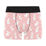Cute white rabbit flower pink background Men's All Over Print Boxer Briefs Men's Underwear