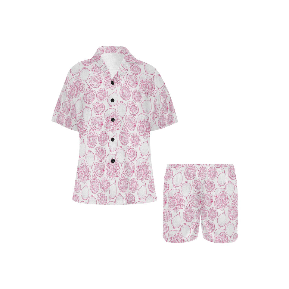 Sketch guava pattern Women's V-Neck Short Pajama Set